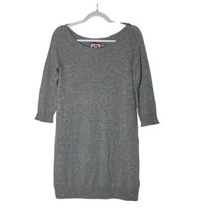 Y2K Juicy Couture Gray 100% Cashmere Sweater Dress 3/4 Sleeves size Medium